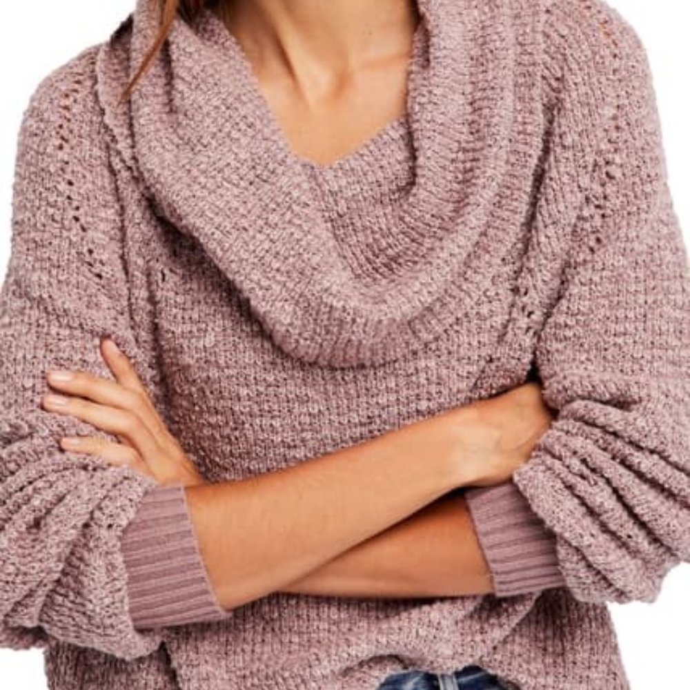 Free people mauve cowl neck sweater - Picture 1 of 3